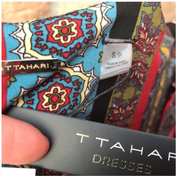 T. Tahari Tile Strip Print Maxi Dress NWT - Picture 5 of 8